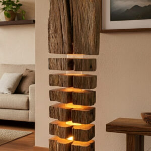Totem Rustic Wood Floor Lamp