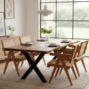 Massive Acacia Wood Dining Table